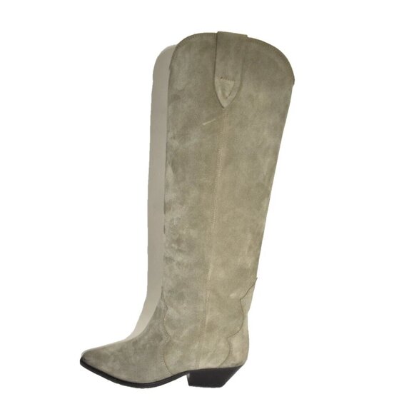 New! Isabel Marant Denvee 40MM Suede Tall Western Boot Tan Taupe Size 39 9 DD477 - Picture 3 of 6